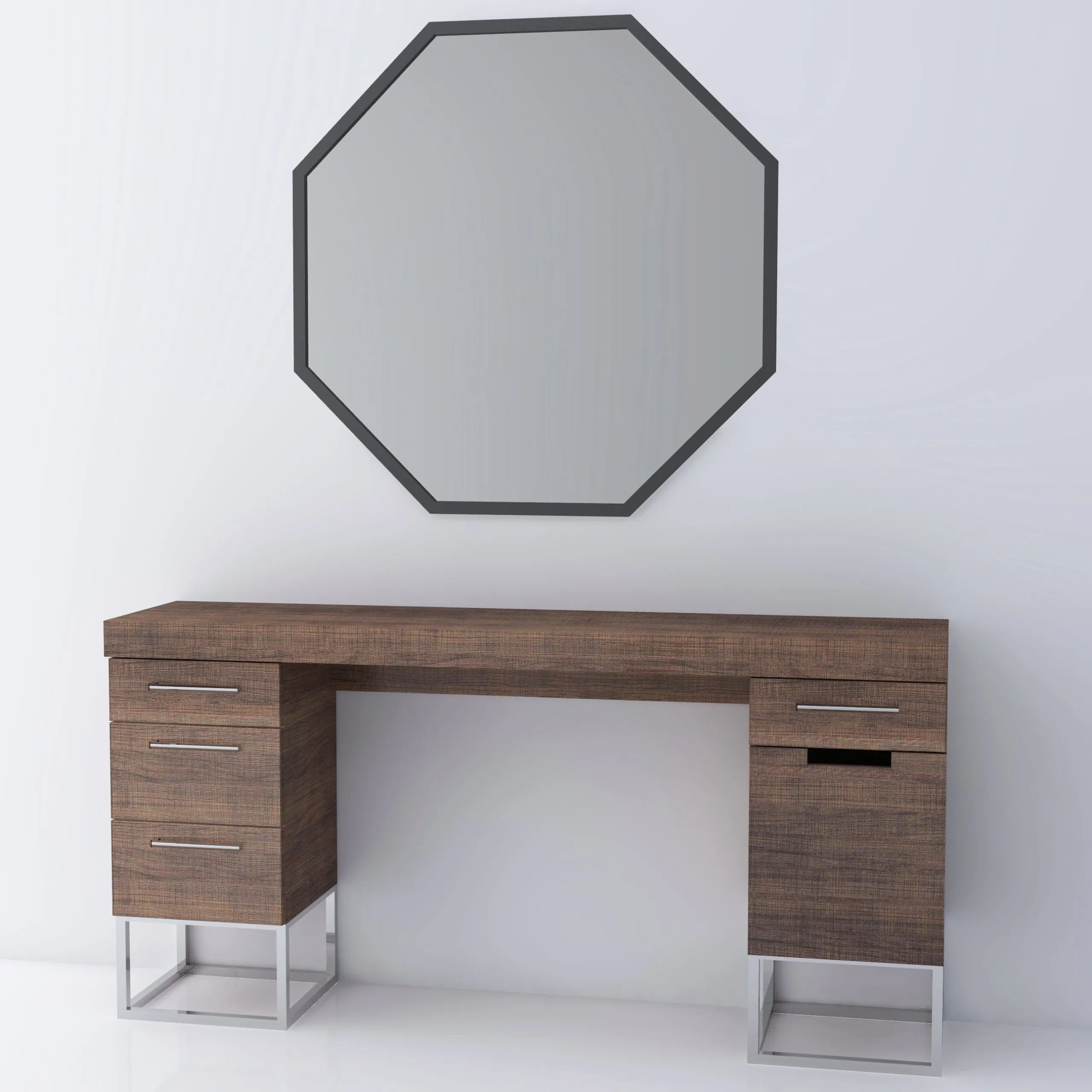 Industrial Iron Octagon Mirror