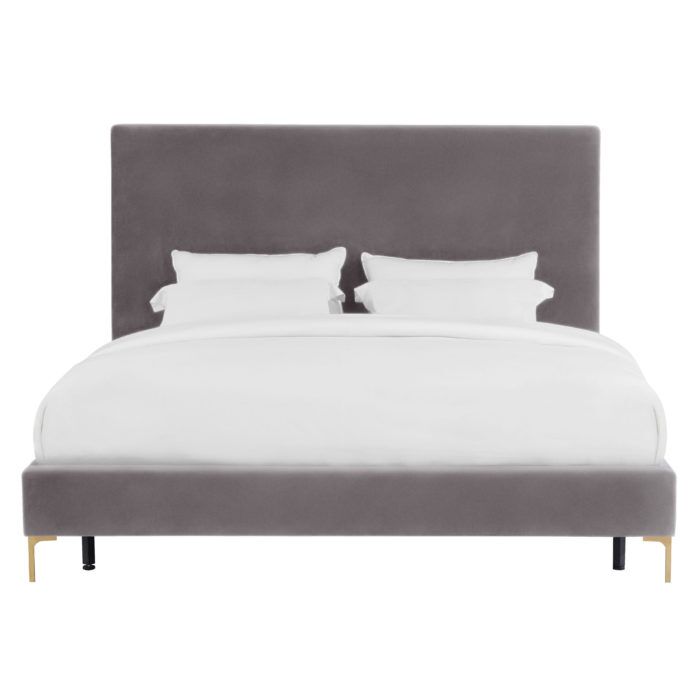 DELILAH GREY VELVET BED IN QUEEN