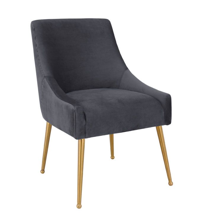 BEATRIX PLEATED DARK GREY VELVET SIDE CHAIR