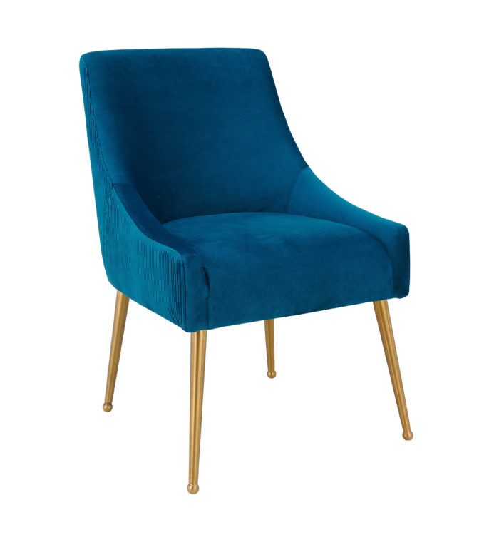 BEATRIX PLEATED NAVY VELVET SIDE CHAIR