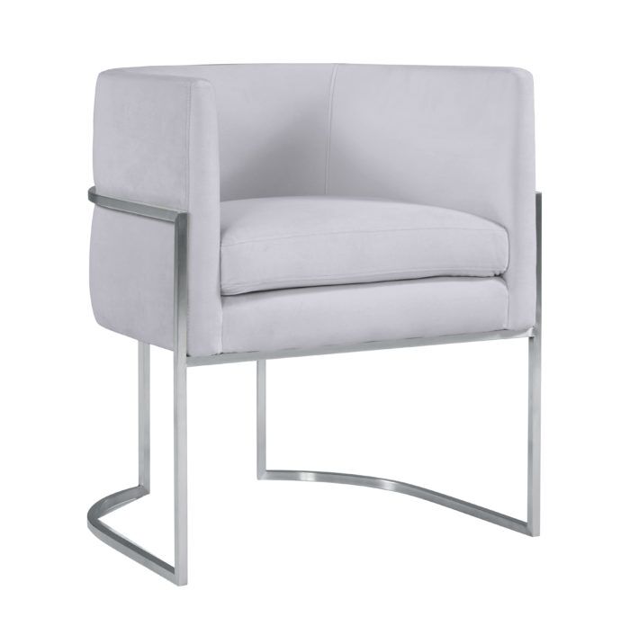 GISELLE GREY VELVET CHAIR - SILVER FRAME