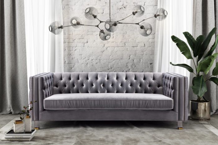 RIMINI GREY VELVET SOFA