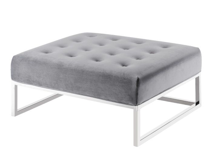 NOVA GREY VELVET OTTOMAN
