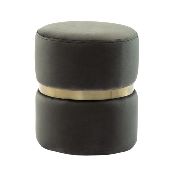 YAMMA GREY VELVET OTTOMAN