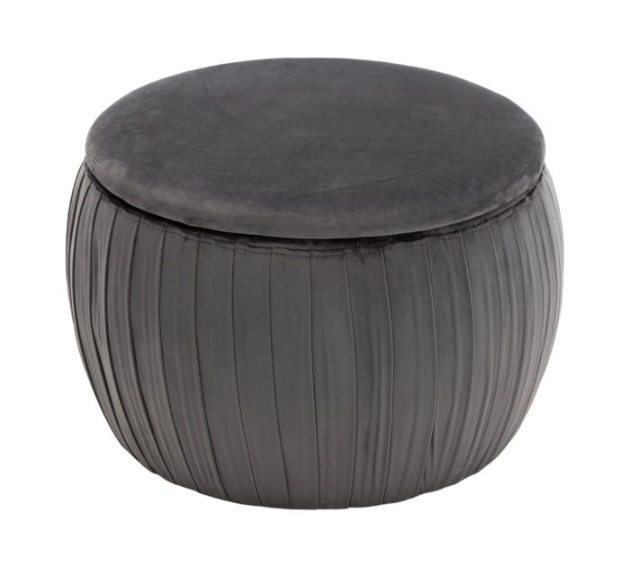 FLEUR GREY VELVET GREY VELVET OTTOMAN