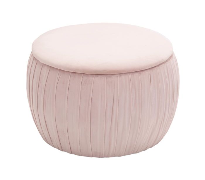FLEUR BLUSH VELVET OTTOMAN