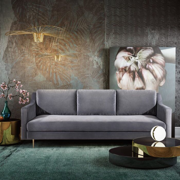 MILAN GREY VELVET SOFA