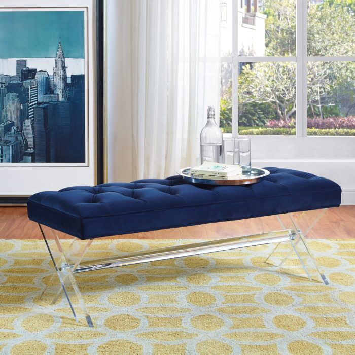 CLAIRA NAVY LUCITE BENCH