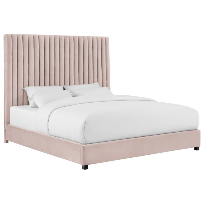 ARABELLE BLUSH VELVET BED IN QUEEN