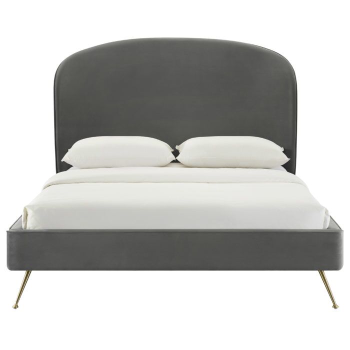VIVI GREY VELVET BED IN QUEEN