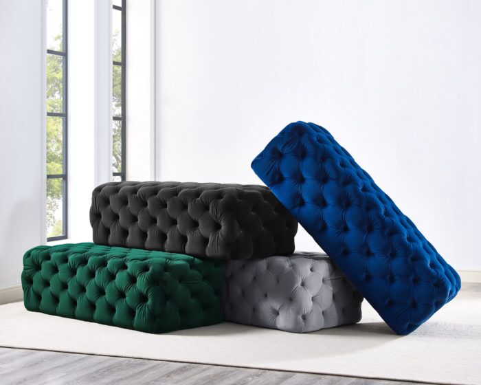 KAYLEE JUMBO BLACK VELVET OTTOMAN