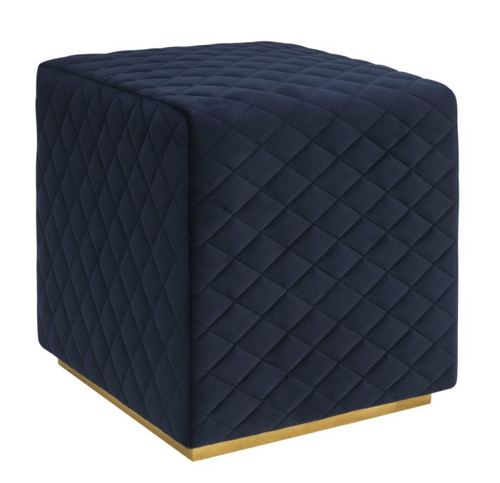 KENT NAVY VELVET OTTOMAN