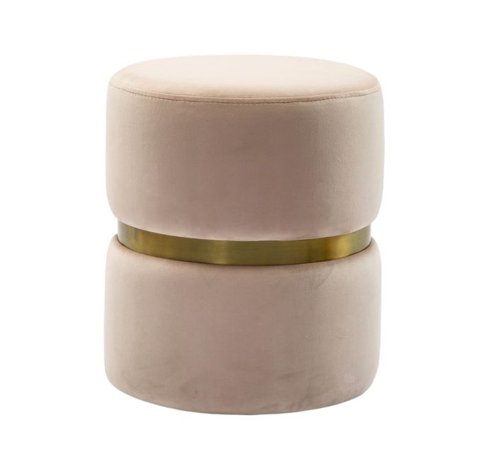 YAMMA BLUSH VELVET OTTOMAN