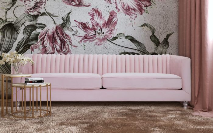 AVIATOR BLUSH VELVET SOFA