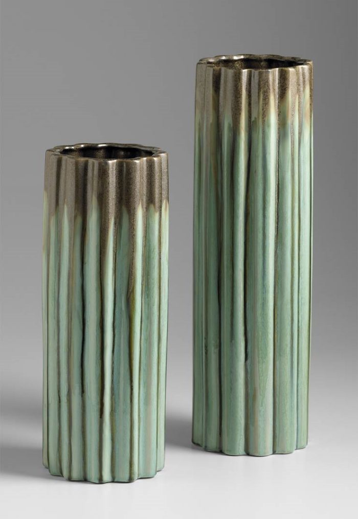 Olive Scallop Vases