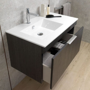 black wall mounted luxury sink vanity