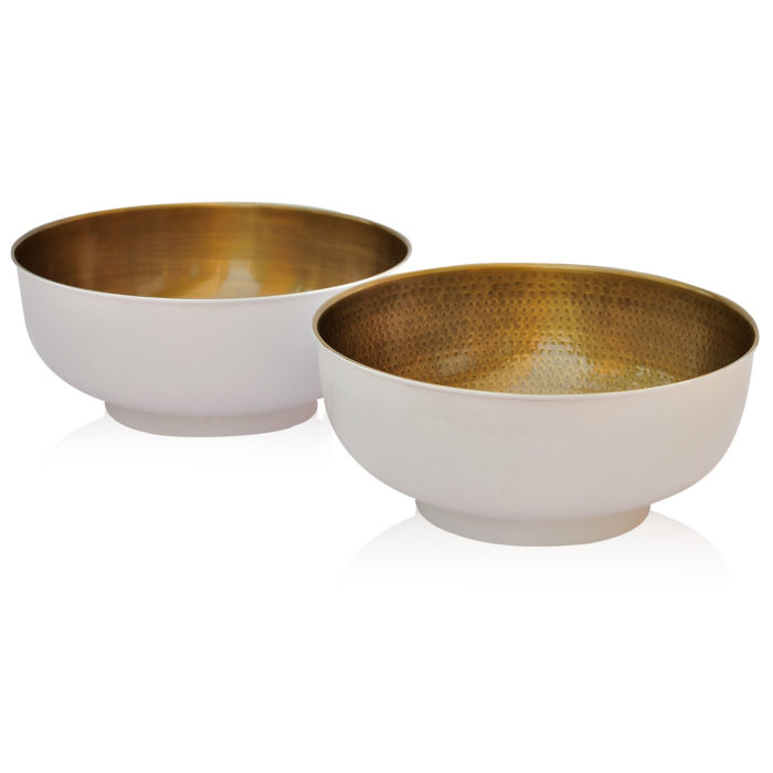 Antique Brass and White Pedicure Bowl by Michele Pelafas