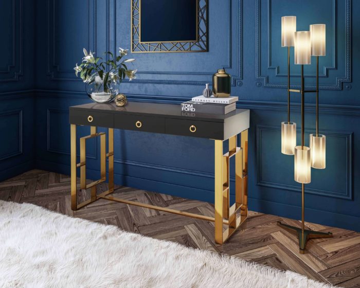 AUDREY GREY LACQUER DESK - Image 2