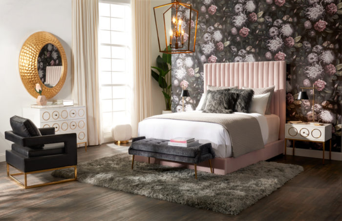 ARABELLE BLUSH VELVET BED IN QUEEN - Image 10