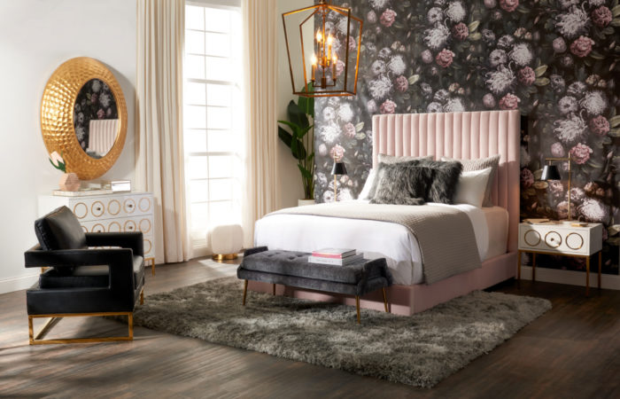 ARABELLE BLUSH VELVET BED IN QUEEN - Image 11