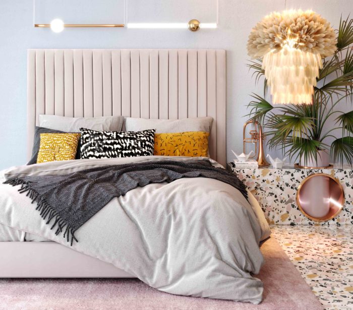 ARABELLE BLUSH VELVET BED IN QUEEN - Image 2