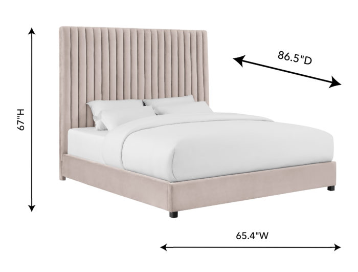 ARABELLE BLUSH VELVET BED IN QUEEN - Image 3