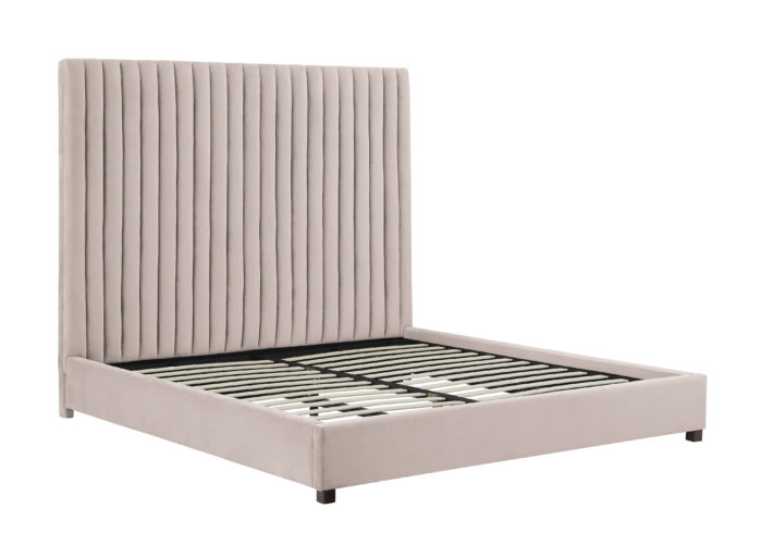ARABELLE BLUSH VELVET BED IN QUEEN - Image 4