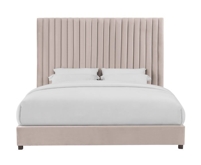ARABELLE BLUSH VELVET BED IN QUEEN - Image 5