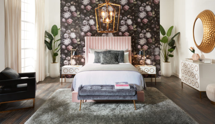 ARABELLE BLUSH VELVET BED IN QUEEN - Image 8
