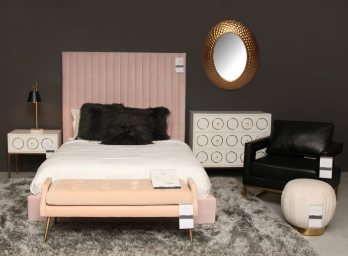 ARABELLE BLUSH VELVET BED IN QUEEN - Image 9