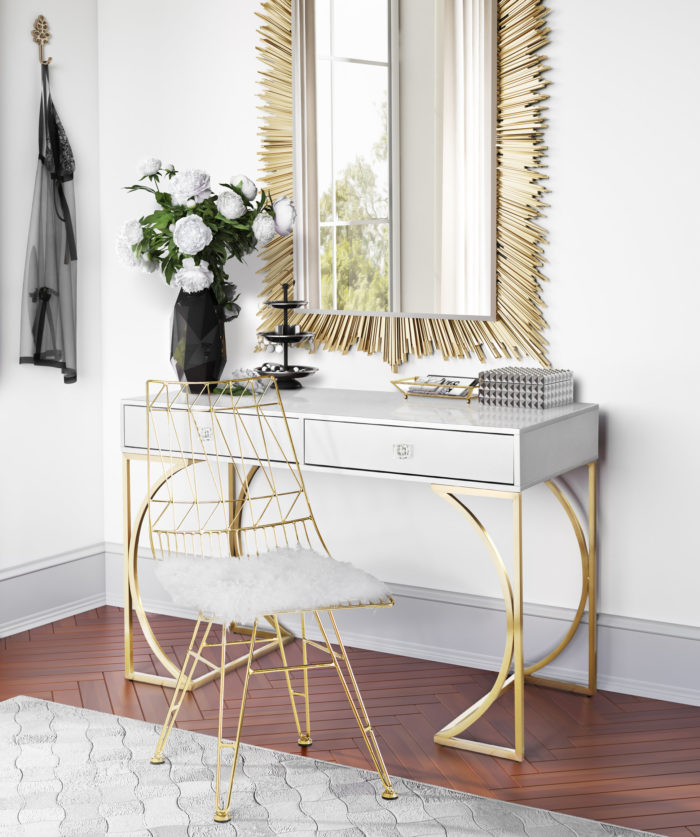 LEXIE TWO DRAWER LACQUER DESK - Image 7