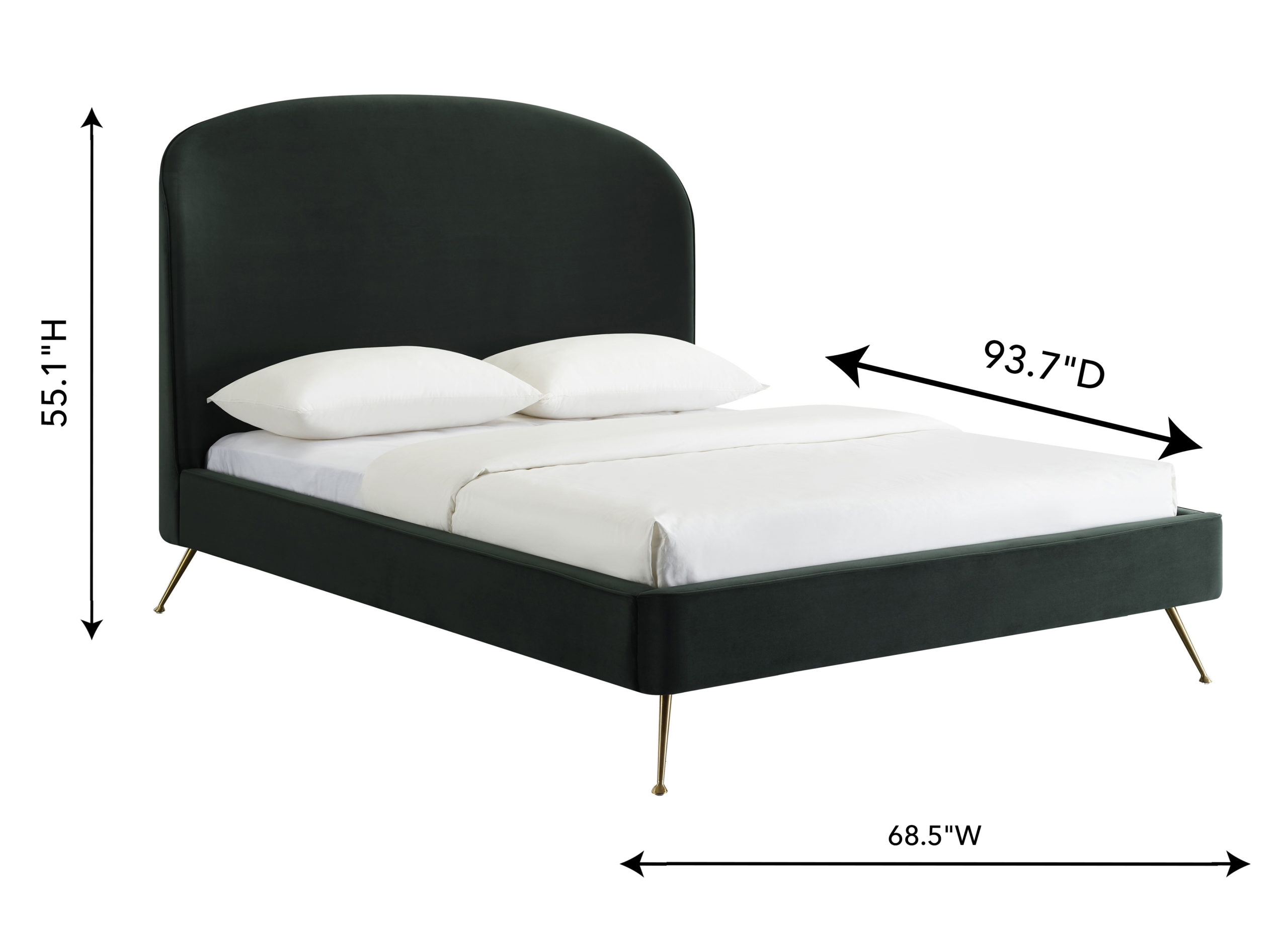 VIVI FOREST GREEN VELVET BED IN QUEEN - Image 4