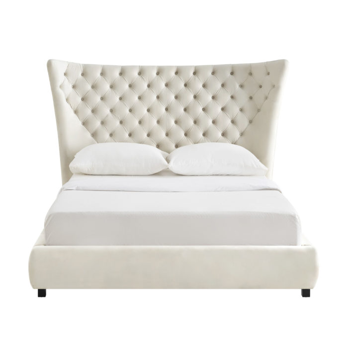 SASSY CREAM VELVET QUEEN BED - Image 5