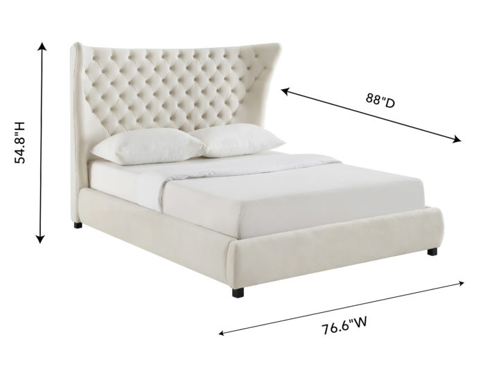 SASSY CREAM VELVET QUEEN BED - Image 6