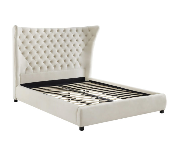 SASSY CREAM VELVET QUEEN BED - Image 4