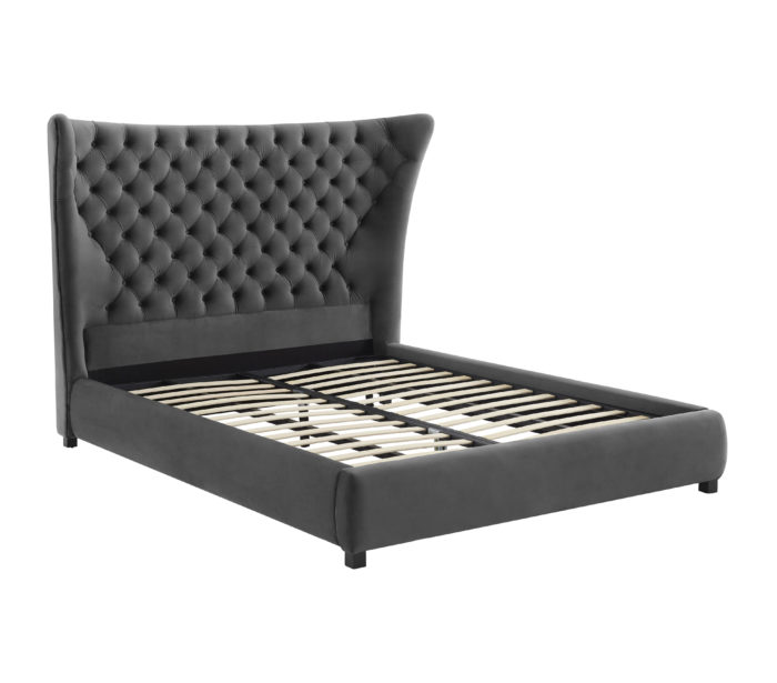 SASSY GREY VELVET QUEEN BED - Image 5