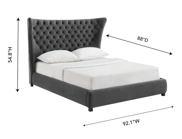 SASSY GREY VELVET QUEEN BED - Image 6