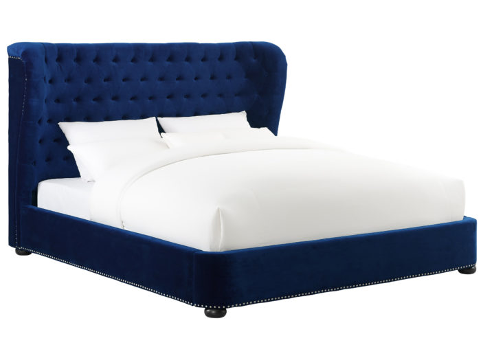 FINLEY BLUE VELVET BED IN QUEEN - Image 4