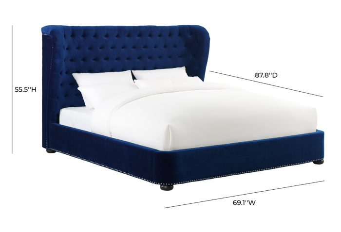 FINLEY BLUE VELVET BED IN QUEEN - Image 6