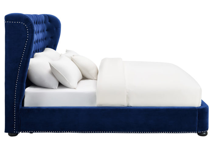 FINLEY BLUE VELVET BED IN QUEEN - Image 8