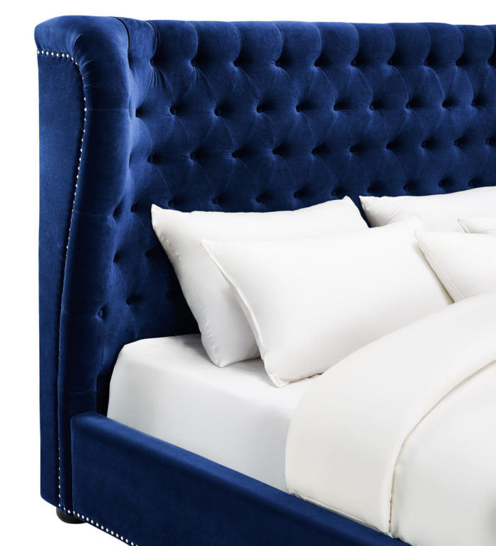 FINLEY BLUE VELVET BED IN QUEEN - Image 9