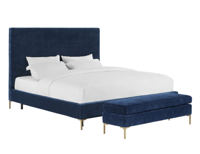 DELILAH NAVY TEXTURED VELVET BED IN QUEEN - Image 8