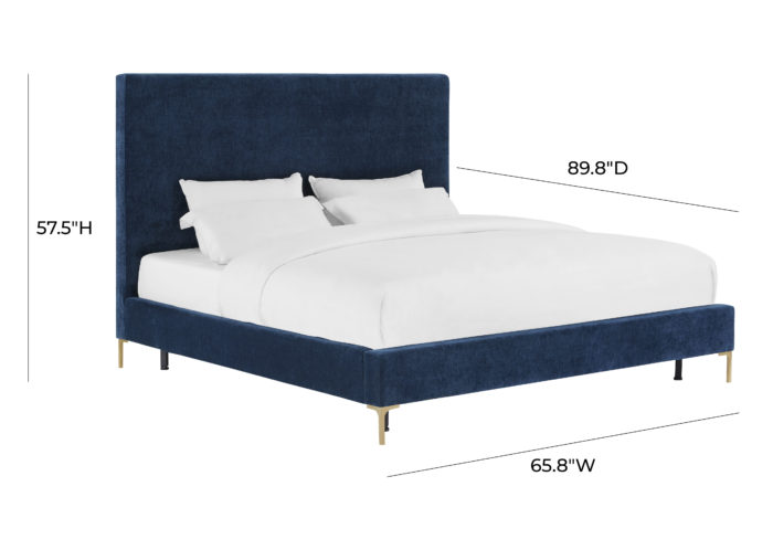 DELILAH NAVY TEXTURED VELVET BED IN QUEEN - Image 3