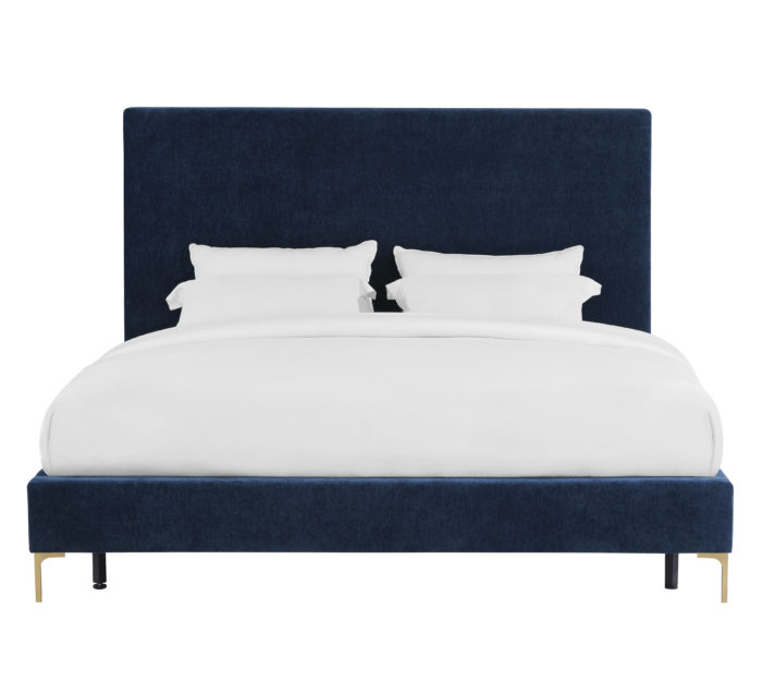 DELILAH NAVY TEXTURED VELVET BED IN QUEEN - Image 4