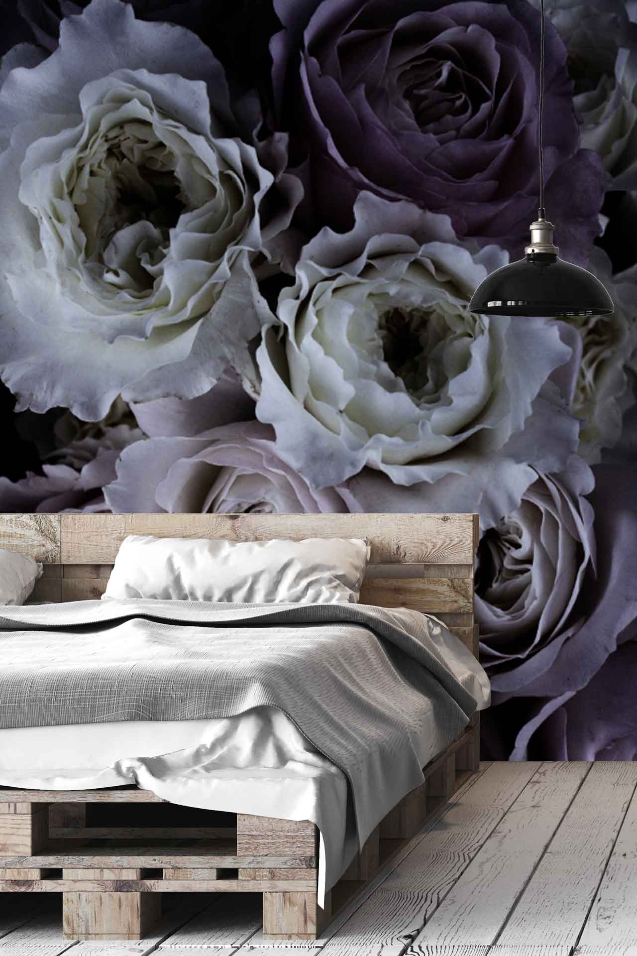 Deep Purple Floral Wall Covering by Michele Pelafas