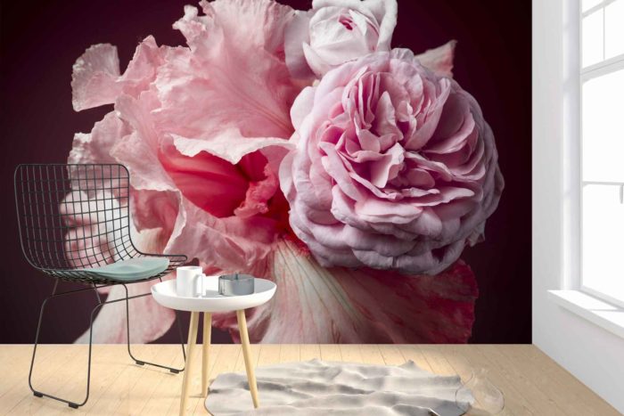 Pink Floral Wall Covering by Michele Pelafas