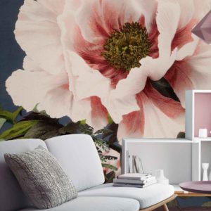 Large Pink Floral Wall Covering by Michele Pelafas