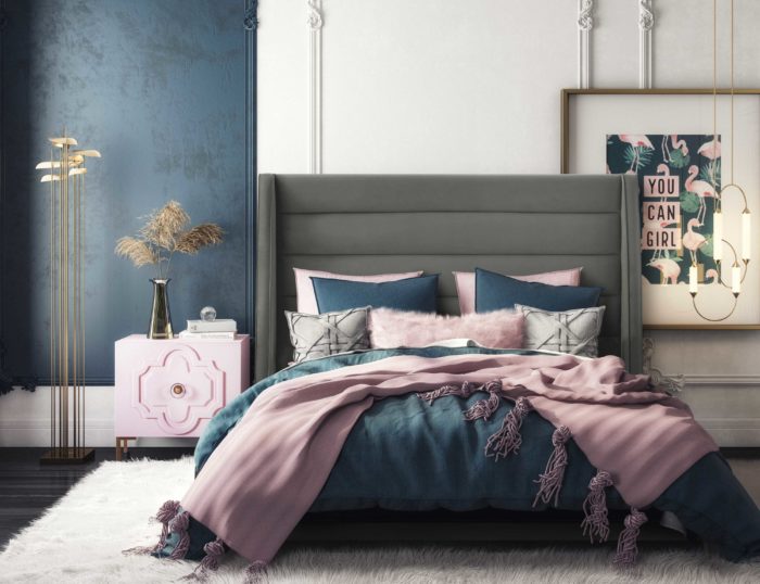 KOAH GREY VELVET BED IN QUEEN - Image 2