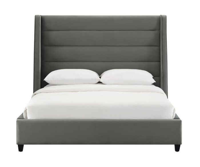 KOAH GREY VELVET BED IN QUEEN - Image 3