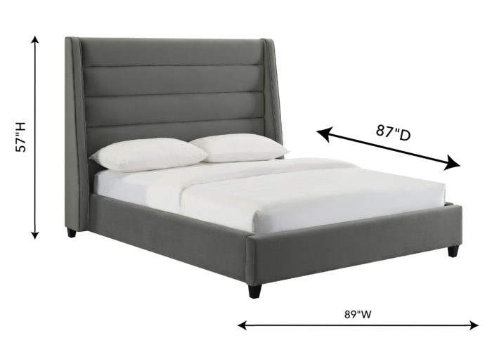 KOAH GREY VELVET BED IN QUEEN - Image 5